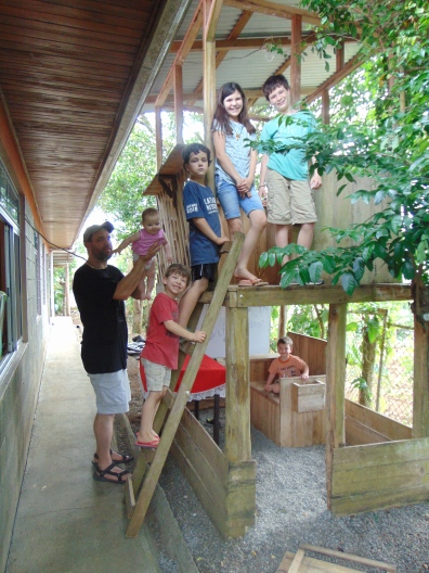 In the tree house along the side of our house